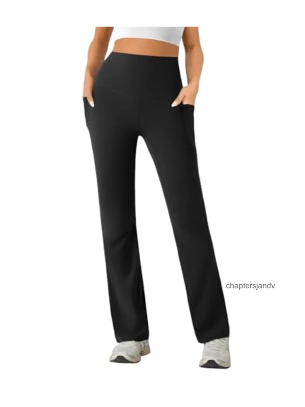 High Waist Yoga Pants 4-Way Stretch Straight Leg Tummy Control Pockets